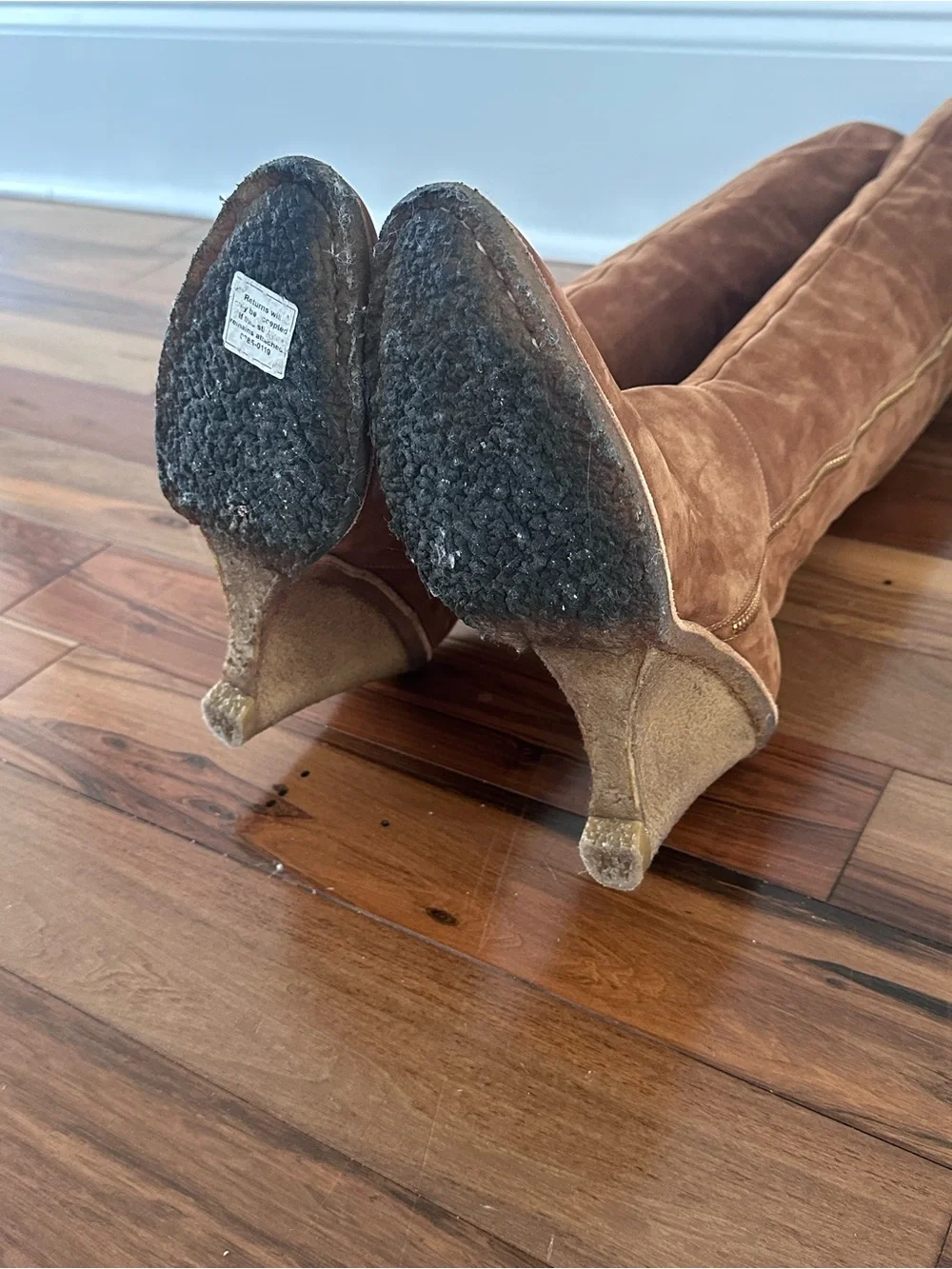 Stuart Weitzman Tall Suede Wedge Boots in Brown